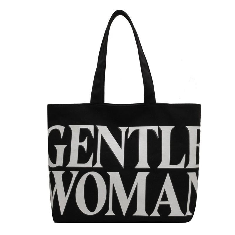 Women s Bag 2024 New Fashionable Printed Letters Canvas One-shoulder Tote Portable one size