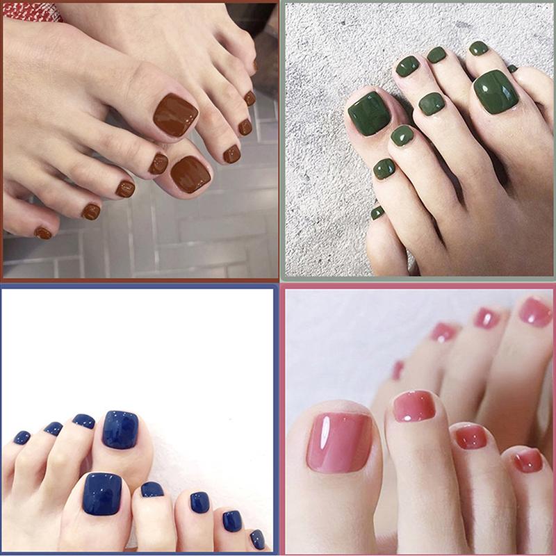 24Pcs Solid Color Simple Toenail Stickers Full Sticker Full Toenail Stickers Toenail Simple Removable Toenail Stickers