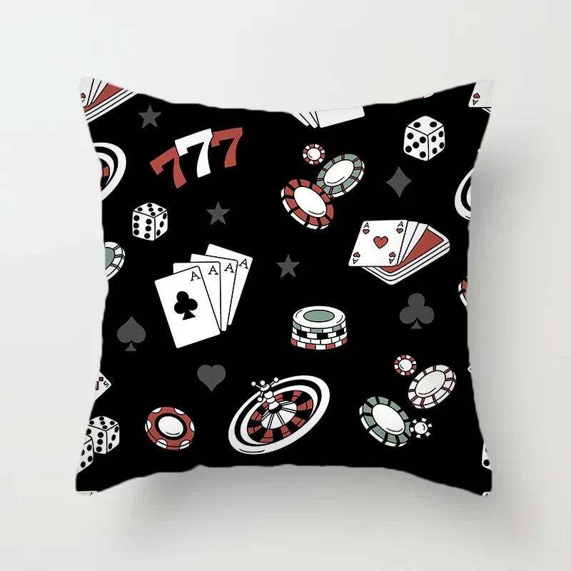 Luxury Home Decoration Pillowcase Props Hearts Square Black Heart Poker Pattern Office Sofa Car Cushion Cover