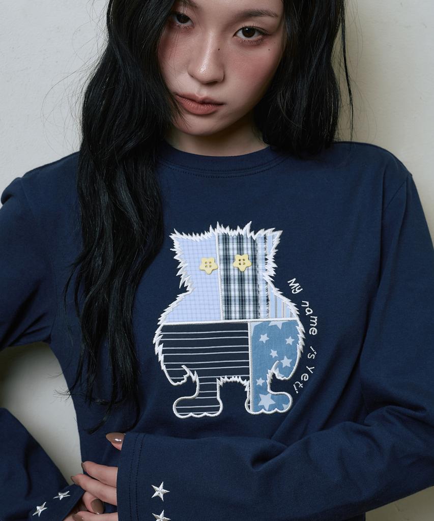 Lujeoseukeulleob Yeti Applique Long Sleeve T-Shirt Navy