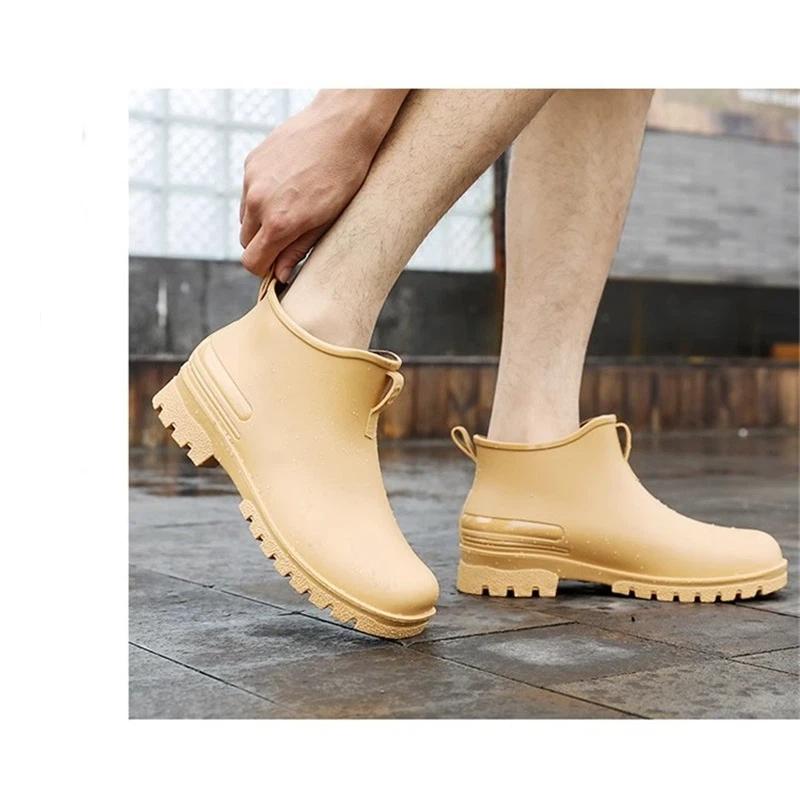 Korte Enkel Regenlaarzen Waterdicht Antislip Rubberen Schoenen Voor Mannen Vrouwen Buitenwerk Chelsea Stijl