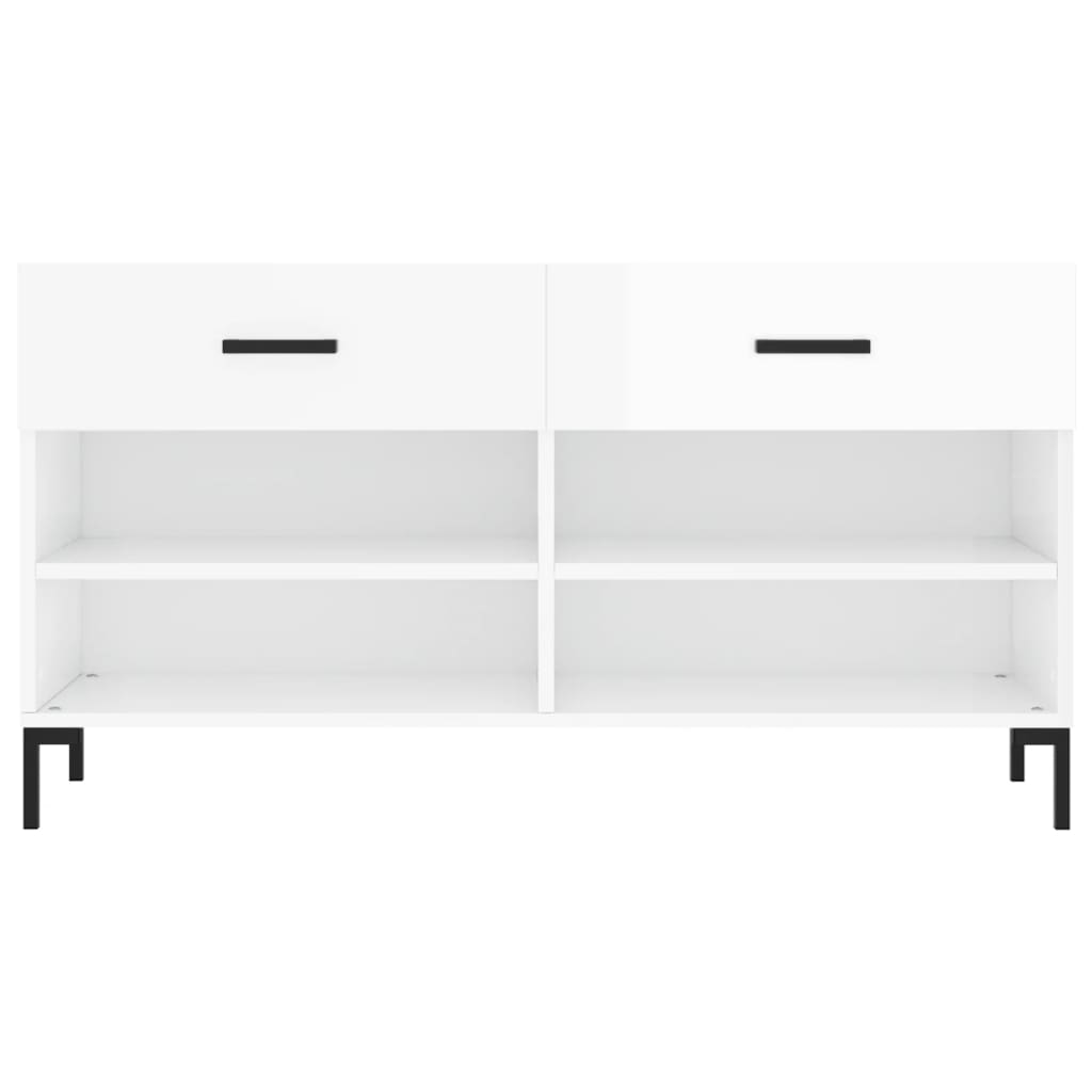 Shoe Bench High Gloss White 102 x 35 x 55 cm Engineered Wood