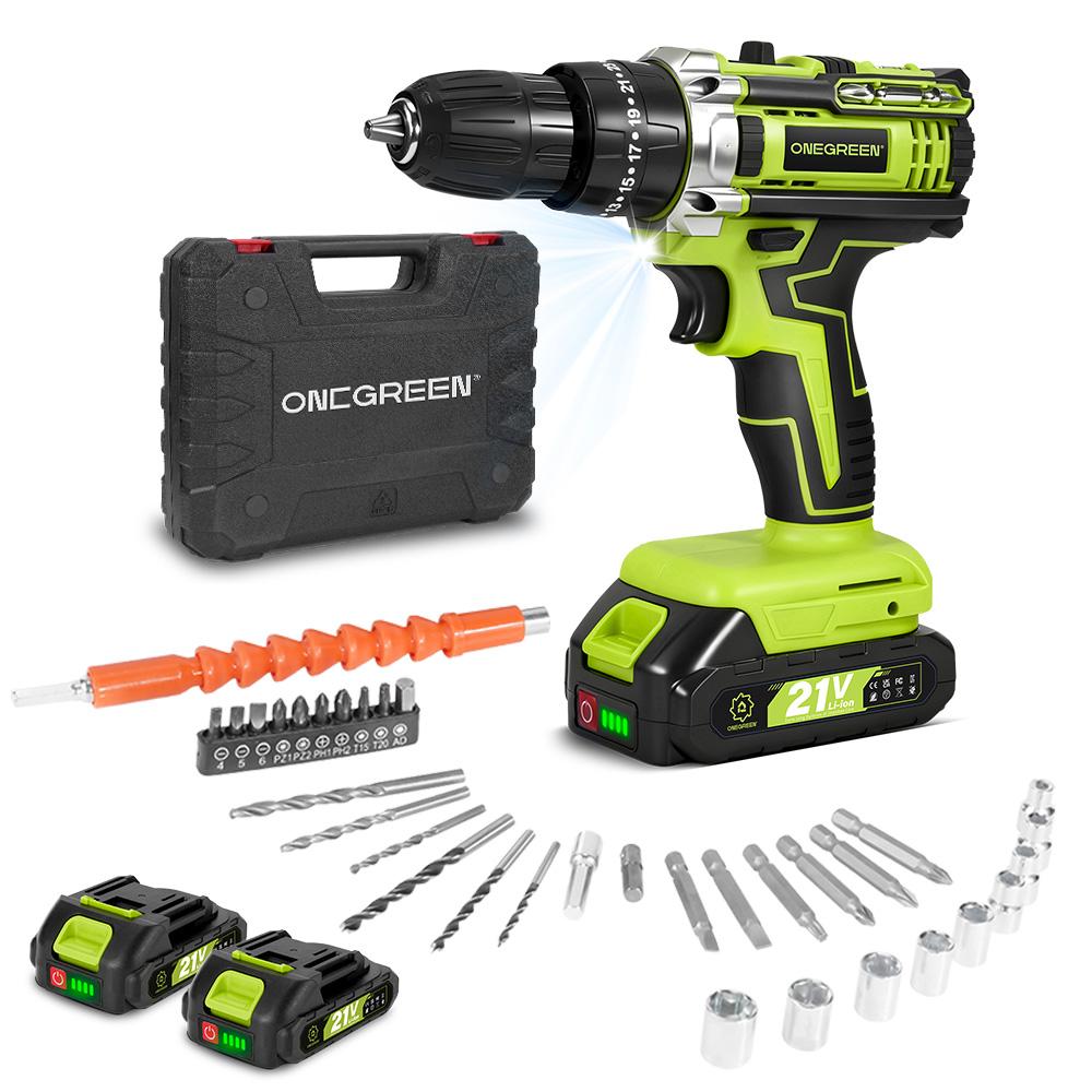 ONEGREEN Trapano Avvitatore a Percussione Elettrico 25+3 Coppia 2 Velocità Regolabile Avvitatore Elettrico Senza Fili Utensile Elettrico Per Batteria Makita 21V Pin