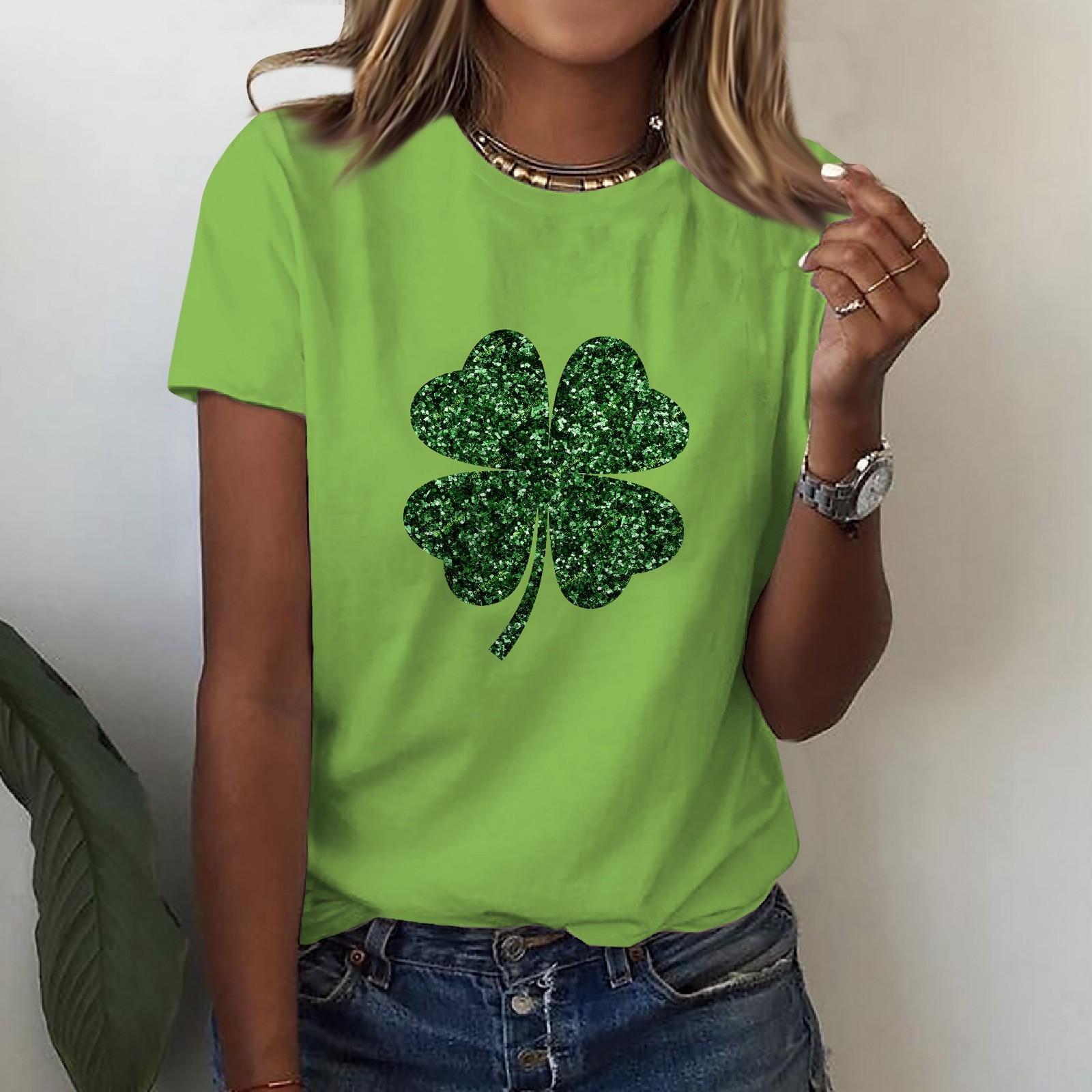 

Женская повседневная одежда. Рубашка с принтом ко Дню Святого Патрика Футболки с короткими рукавами Туника ко Дню святого Валентина L