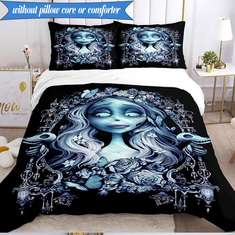 Gotische Leichenschönheit In Bloom 3-teiliges K-Pop Musikgruppen-Bettwäscheset, Ideal für Schlafzimmer, Wohnheim, Inklusive Bettbezug und 2 Kissenbezügen, Fan-Geschenke