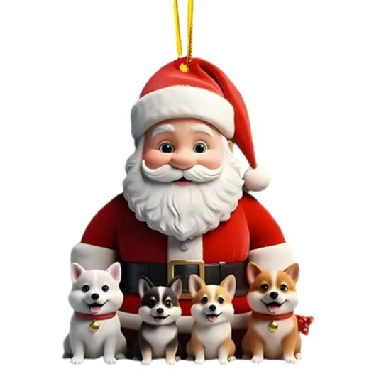 Christmas Ornaments for Tree Acrylic Cartoon Animal Car Rear Mirror Hanging Charm 2D Flat Cat/Dog/Bear/Rabbit Pendant for Tree Auto Interior Accessory