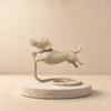 3D-gedrucktes Hundeornament, Schwebende Laufhaltung Dackel-Figur mit Zugseil-Basis, Hundestatue mit solider Textur für Haustierliebhaber Schreibtischdekoration