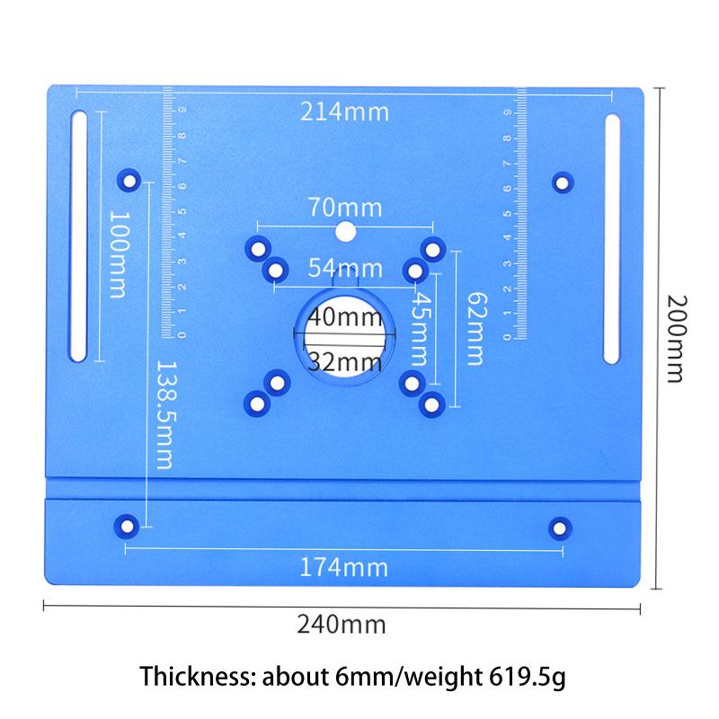 C8 Fräsliftplatten-Set - Aluminium Frästisch-Einlegeplatte, Schiebeklotz, Führungsanschlag für Holzbearbeitung