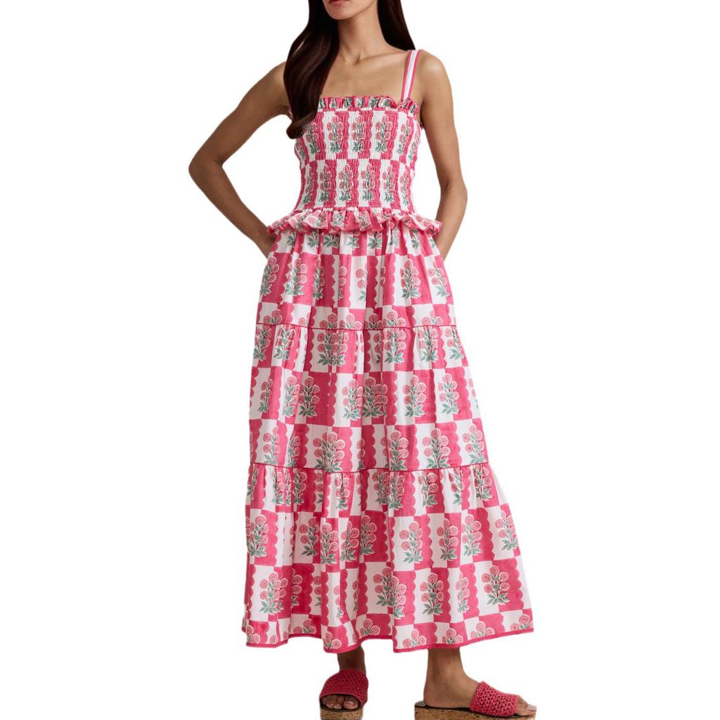 Women's Casual Fashion Vintage Floral Print Suspender Dress Elegant Holiday Dress