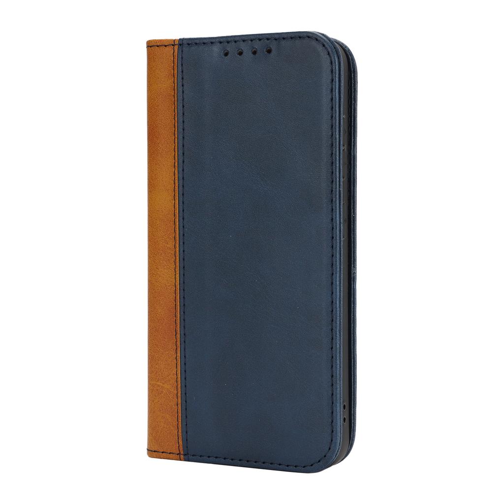 For Samsung Galaxy S25 Case Calf Texture 3 Card Slots Color Splicing Leather Phone Cover