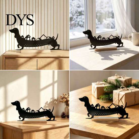 Christmas Tabletop Display Dachshund Advent Calendar, Metal Countdown Decor, 1-24 Seasonal Calendar Days Holiday Dog Ornament, Xmas Gift for Lovers