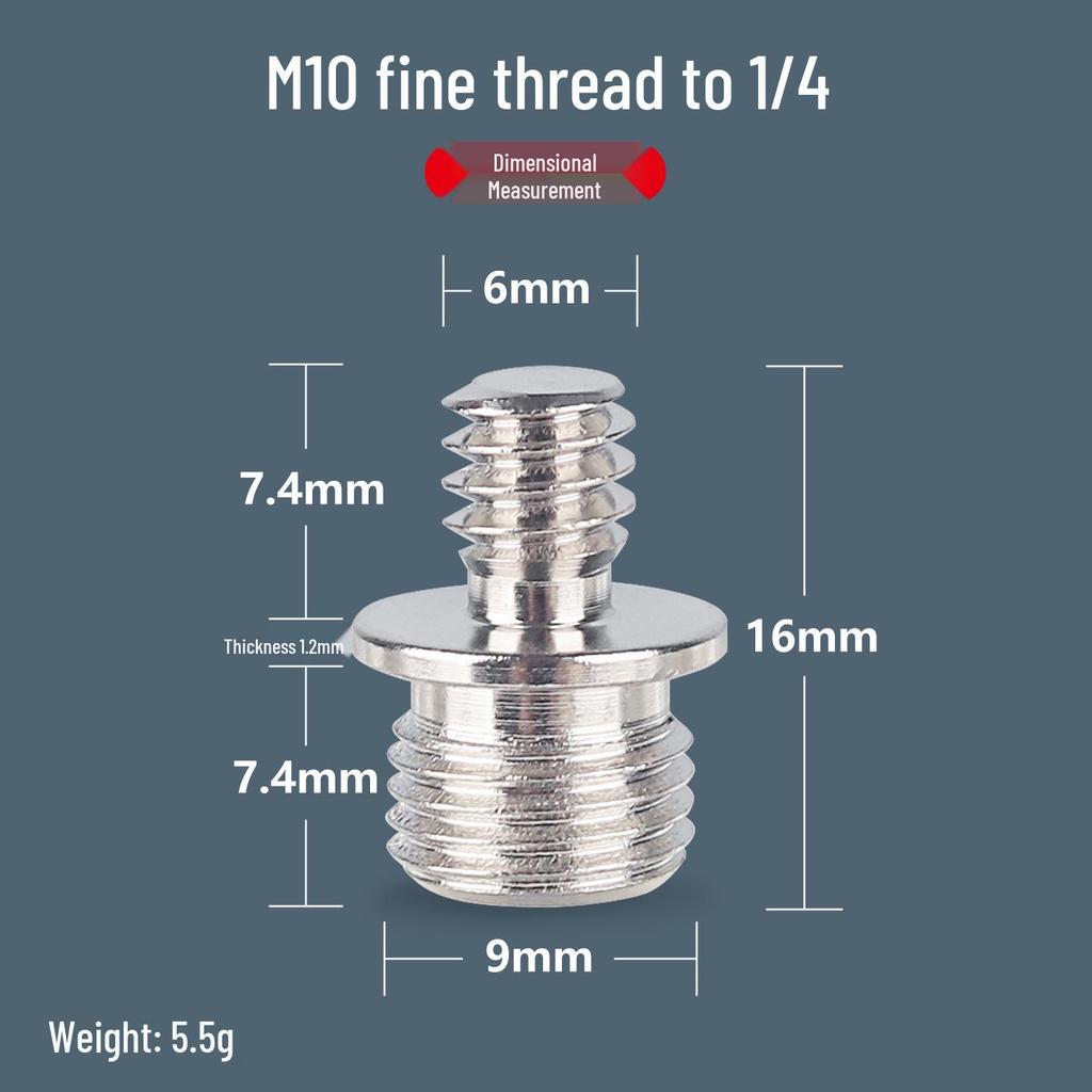 M10 auf 1/4 auf 3/8 Außengewinde Metallstab-Adapter, 9mm Verlängerungsrohr Oberes Befestigungszubehör