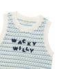 WACKY WILLY Women'S Knit Crochet Vest Sky Blue