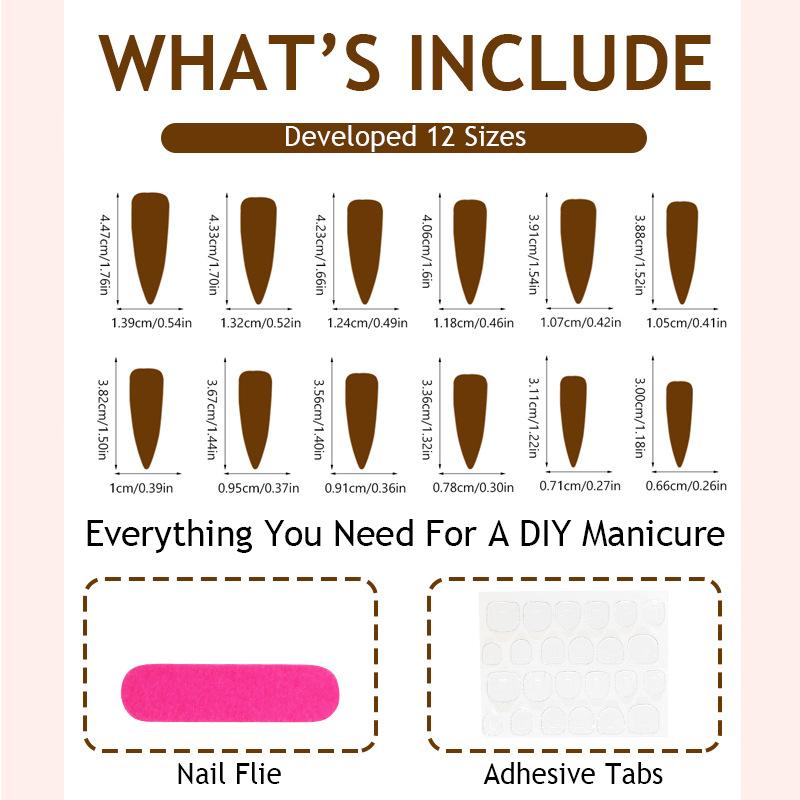 Aufdrücknägel Mandelform Falsche Nägel French Tip Falsche Nägel mit 3D-Design Glänzend Vollständige Abdeckung Acryl Aufklebenägel Künstliche Aufklebenägel für Frauen