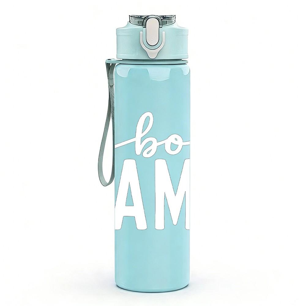 1PC Boy Mama Text Print 750ml Color Plastic Sports Water Bottle Leakproof Flip Straw Lid Suitable for Sports Office Home Use