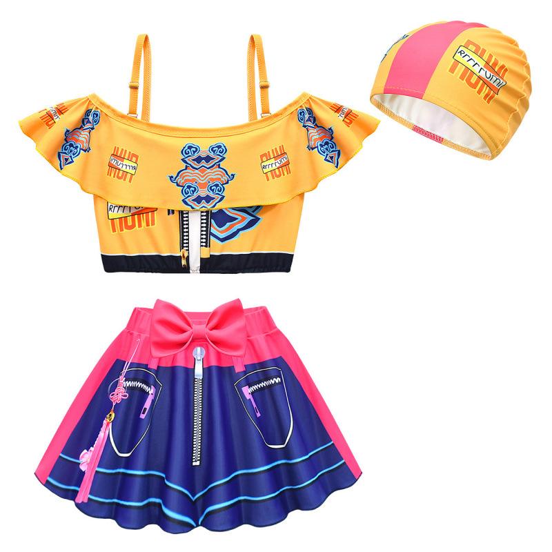 Nuovo Costume da Bagno Due Pezzi con Spalline per Bambina Set Gruppo di Ragazze Cosplay