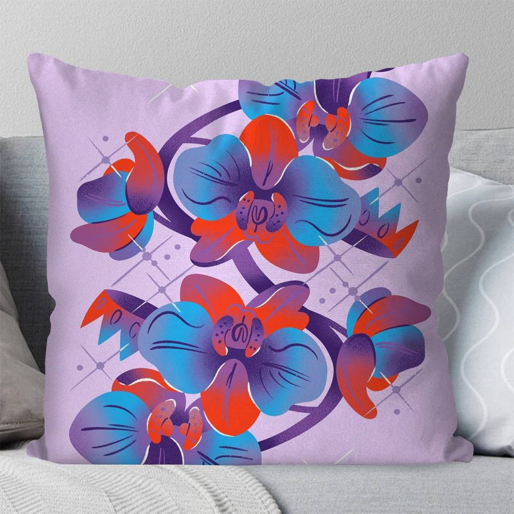 Flower Art Pillow Case Fashion Square Pillowcase Bedroom Sofa Room Ins Decoration Leisure