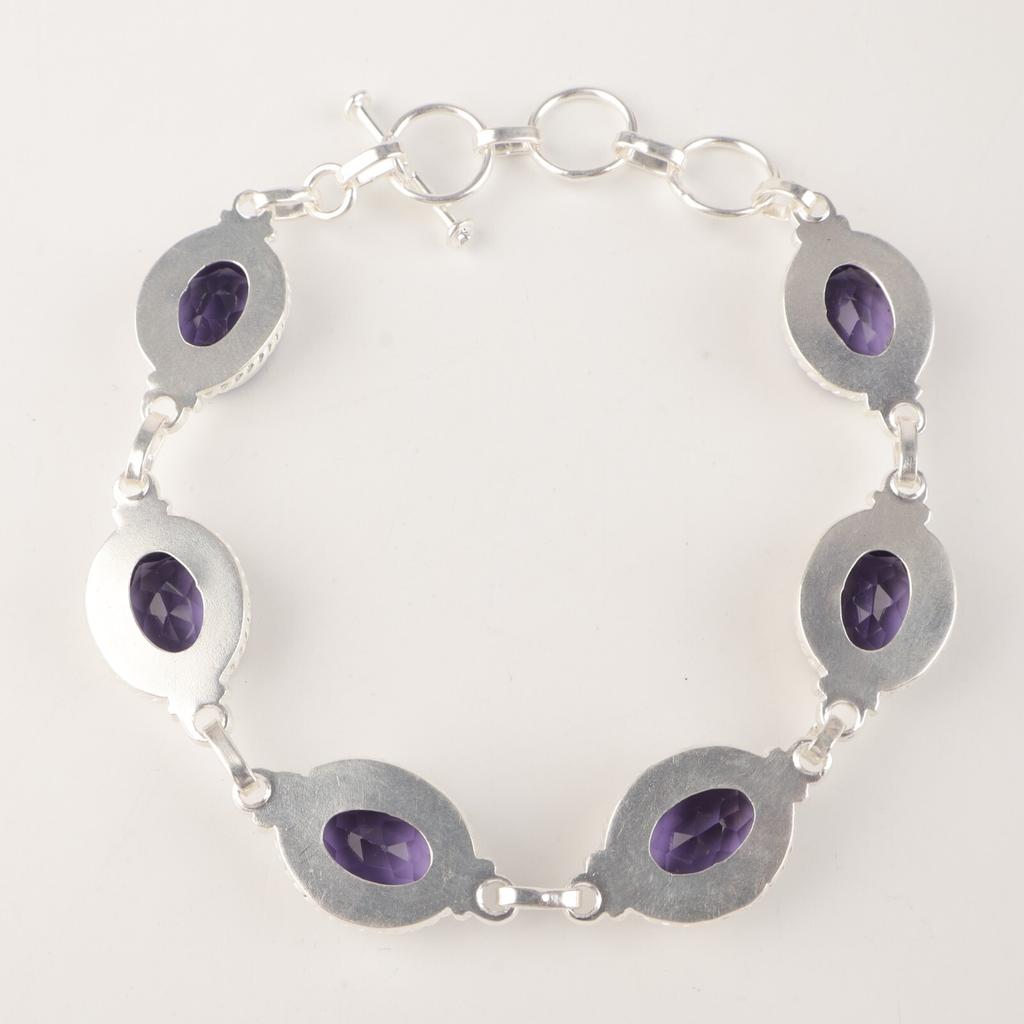 Iolith Edelstein 925 Gestempeltes Silber Schmuck Handgefertigtes Armband 8,5" Für Frauen Geschenk RB-2-3