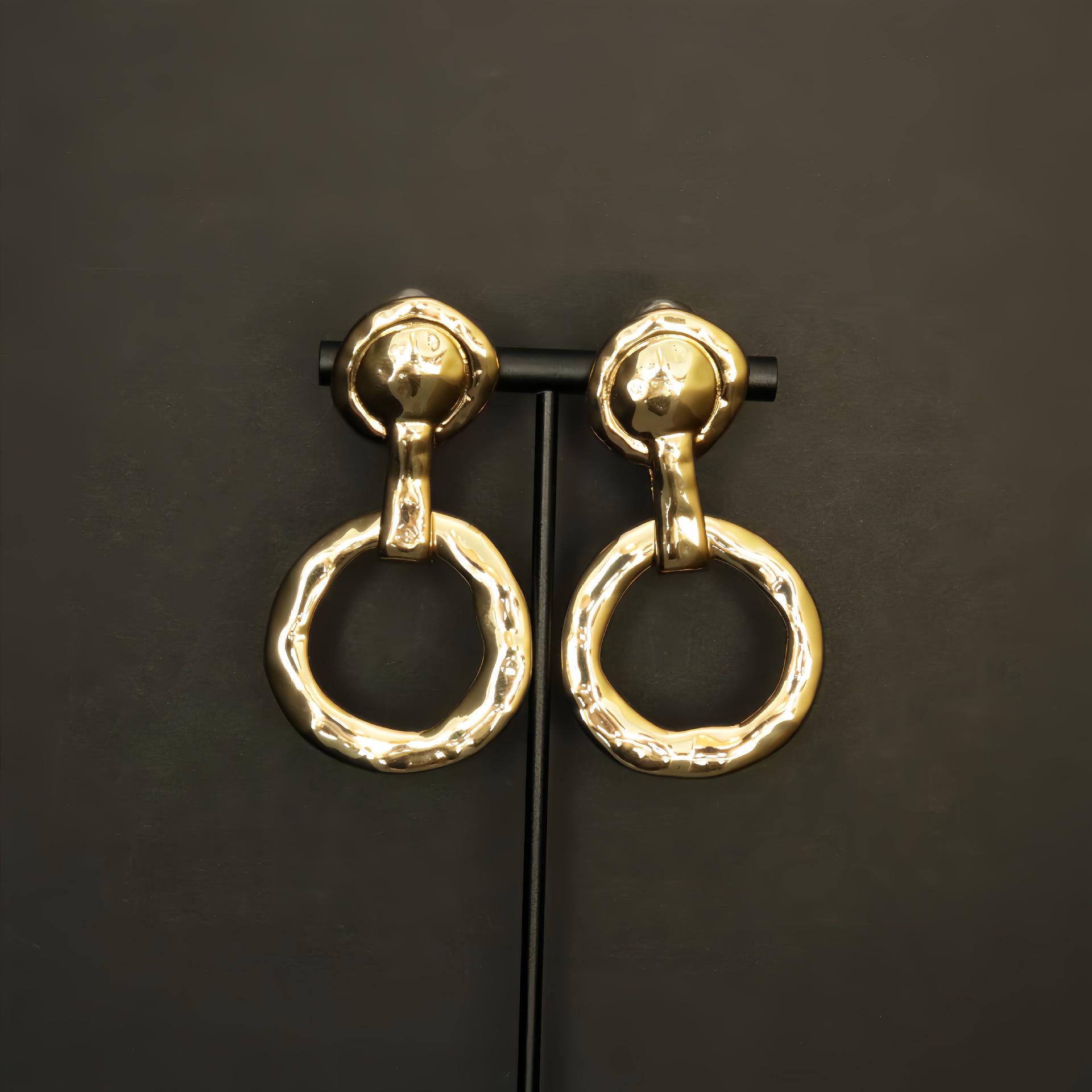 Vintage Gold Detachable Hoop Earrings - Retro Fashion, Versatile Design