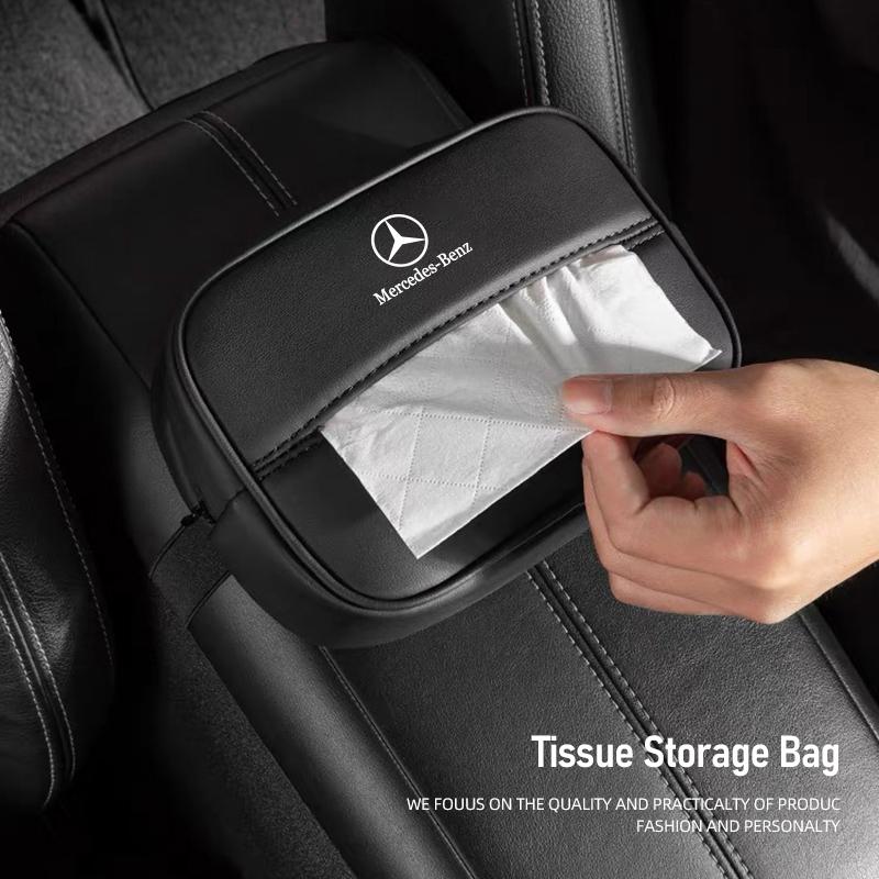 Organizador de Caja de Pañuelos de Cuero para Coche GLB GLC Herramientas Bolsa de Almacenamiento para Toallas de Papel Para Mercedes Benz AMG GLE GLS CLS GLC CLA GLA GLK ML C19