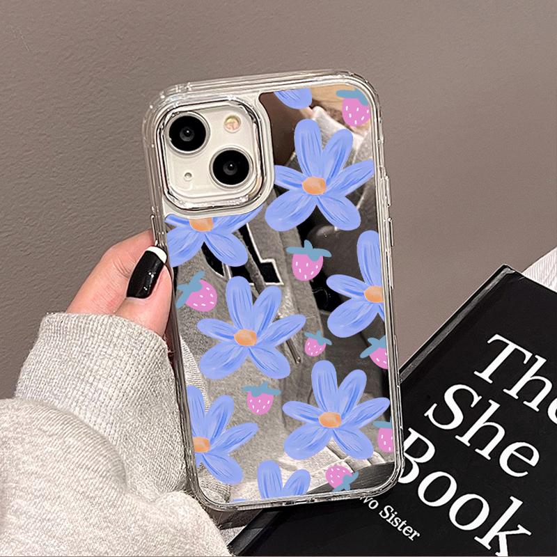 

Роскошный чехол-зеркало для макияжа для iPhone 11 13 15 14 16 Pro Max 12 16 Plus XR X XS 16promax 15promax Цветочная задняя крышка Funda For iPhone 13 Pro