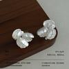 Matte Silver Three-dimensional Daisy Petal Stud Earrings Literary and Cold Flower Earrings Commuter Dating Wear High-end Atmosphere