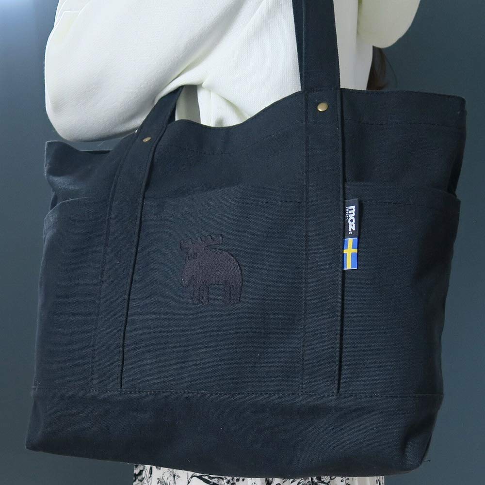 FARG & FORM Stylish Canvas Tote Bag, Black, Large, by moz, Scandinavian brand FARG & FORM