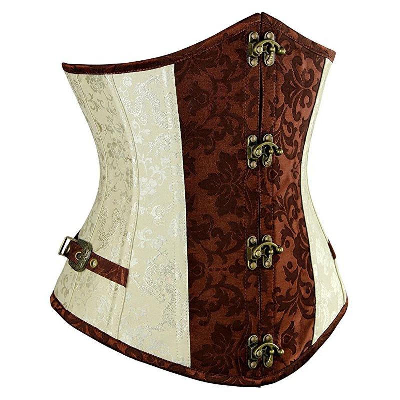 Short Steel Girdle Tummy Control Corset Brown