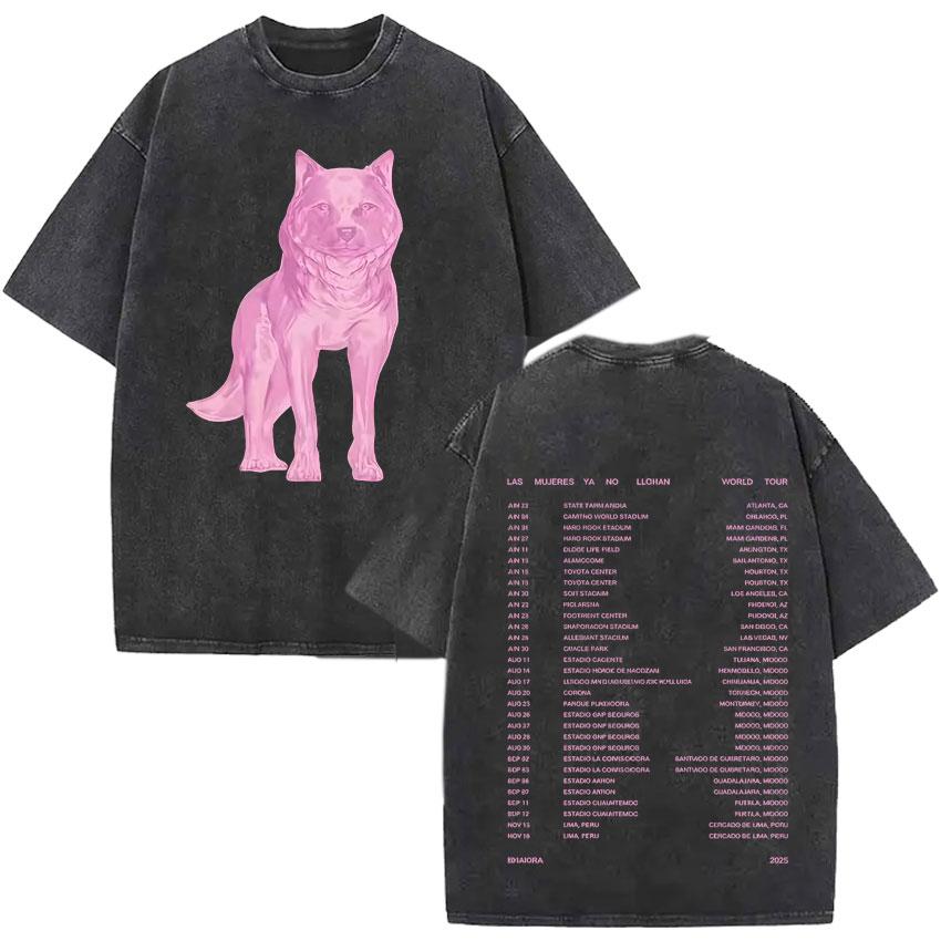 

Shakira World Tour Merch Vintage Washed Tshirts Mens Women Fashion Aesthetic Short Sleeve Tee Summer Casual Loose T Shirts S