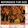 2D Autumn Maple Tree Tapestry, Fall Forest Avenue with Orange Leaves for Room Decor