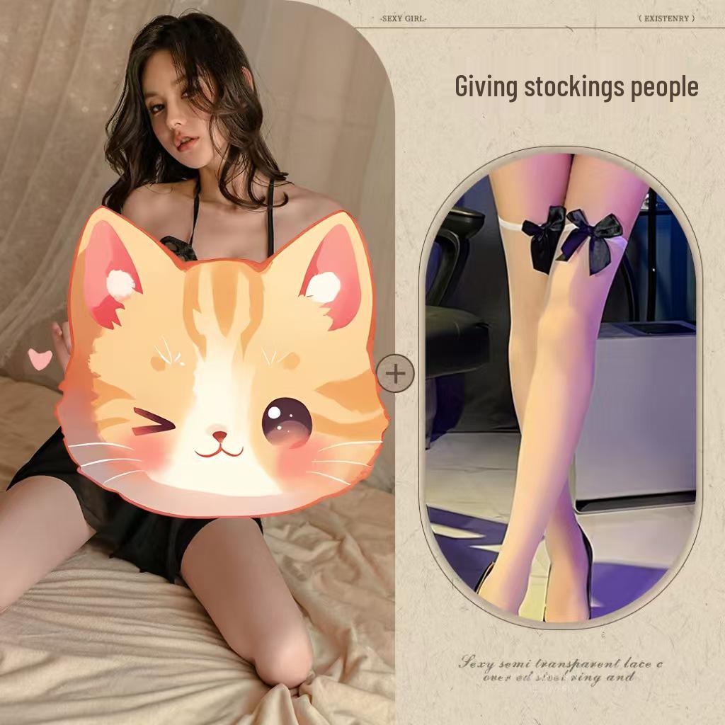 Sultry Sheer Lace Butterfly Halter Nightgown with Slit