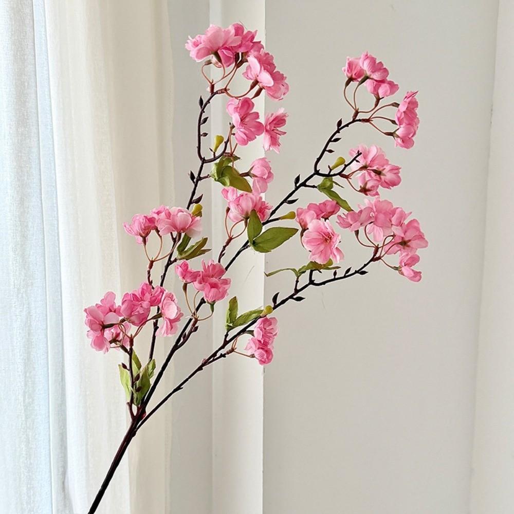 Pink Artificial Sakura Flower Decorative Silk Artificial Faux Plants Long Branches Peach Fake Cherry Blossoms