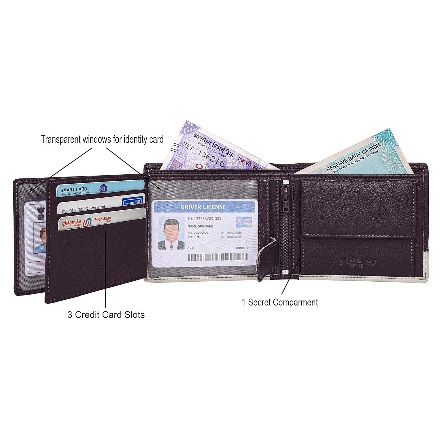 Мужской кожаный кошелек Seattle коричневого песочного цвета песочный/красный — фото 5