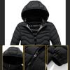 Cotton-padded Men's Winter Solid Color Graphene Removable Cap Fleece Thickened Hooded Jacket Men's