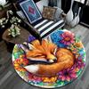 Sleeping Fox Round Area Rug,Carpet Rug for Living Room Bedroom Sofa Playroom Decor,Non-slip Floor Mat