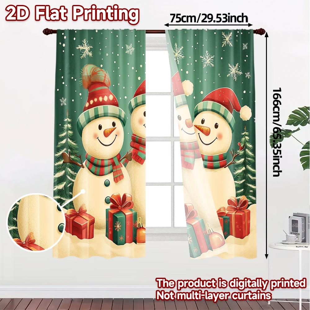 2pcs,Curtains Cute Snowman Christmas Holiday_c (2) Popular Curtain Fabric Versatile Fabric Curtains Room Decor Use for Bedroom,