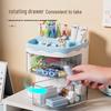 Rotating Cartoon Pen Holder with Transparent Drawers - Multifunctional Desk Organizer