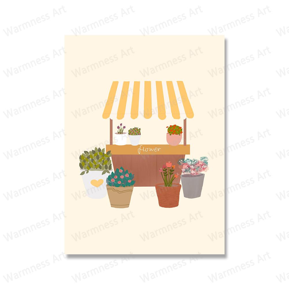 Abstract Flower Botanical Coffee Ice Cream Stand Canvas Painting Posters Nordic Wall Art Prints Living Room Home Decor Pictures