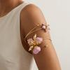 Enamel Glaze Butterfly Orchid Bracelet Floral Flower Armband Fashion Open Arm Bangle  Gift