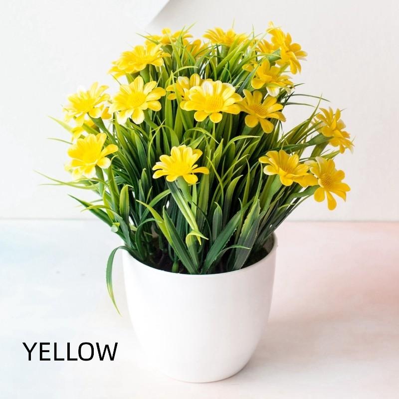 Newly Launched Spring Grass And Chrysanthemum Hot Selling Artificial Flowers Potted For Home Greenery Decoration With Pot