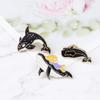 3 Styles Funny Galaxy Pattern Humpback Whale Enamel Brooches Marine Animals Shaped Golden Pins