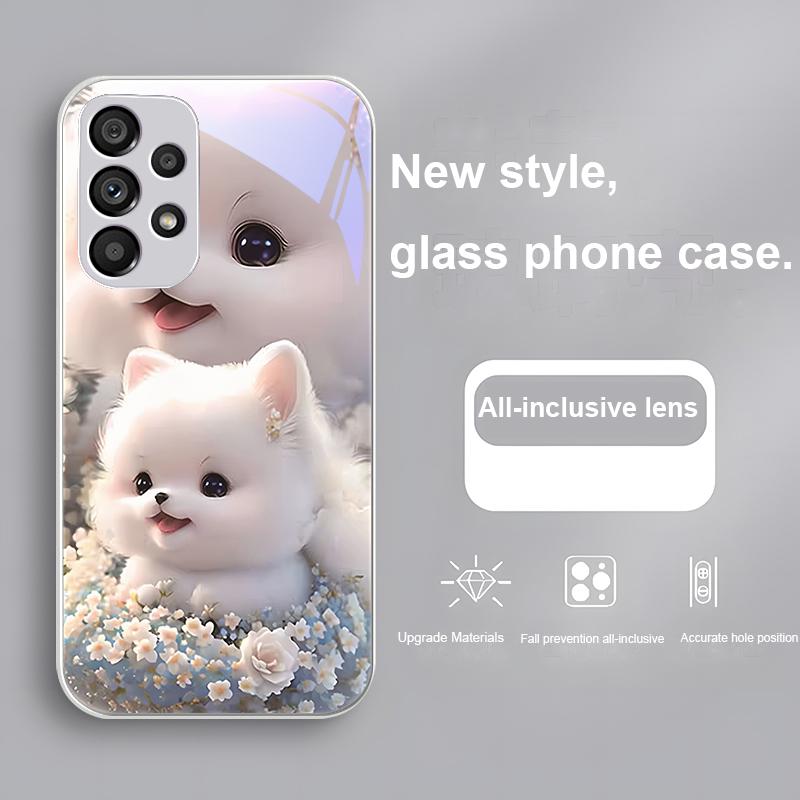 Süßes Haustier Süßer Welpe Hund Für Samsung Galaxy S24 Plus S20 21 FE S23 Ultra S8 9 A70 72 73 50 51 52 53 Gehärtetes Glas Handyhülle