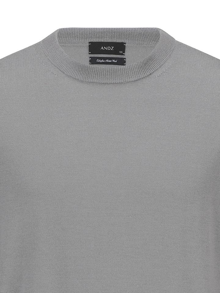 AND Z Men'S) Round Neck Wool Sweater_Bze1Er1201Gr