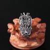 Punk Men Cubic Zirconia Inlaid Carved Dragon Head Finger Ring Party Jewelry Gift