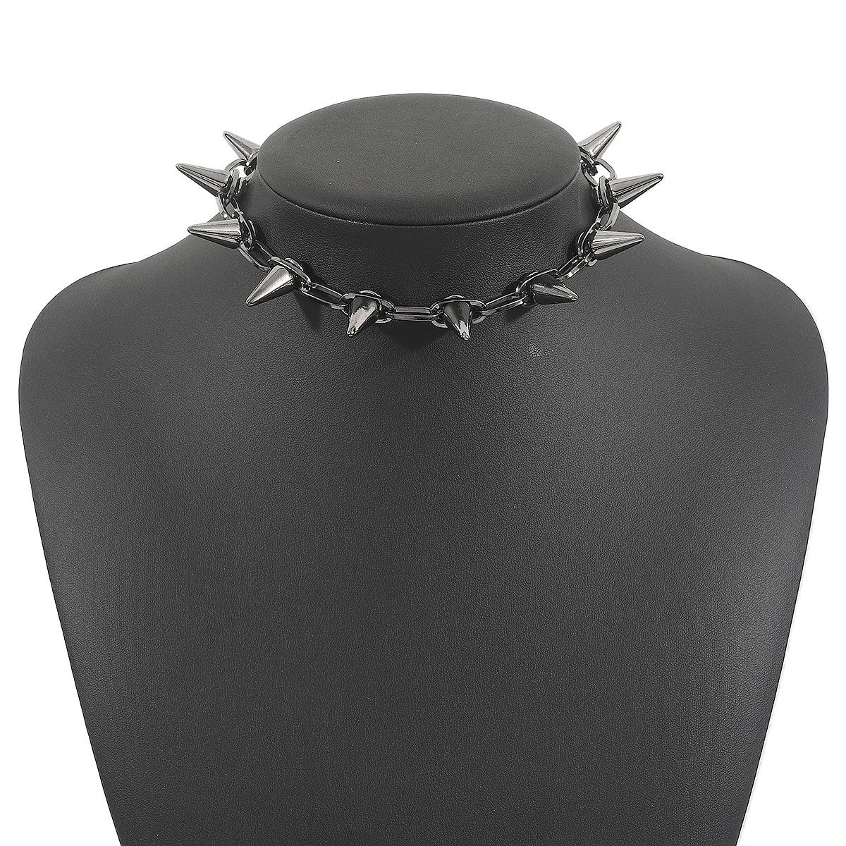 Готический панк преувеличенный чокер с заклепками ожерелье личность тренд металлическая цепочка ключичная цепочка