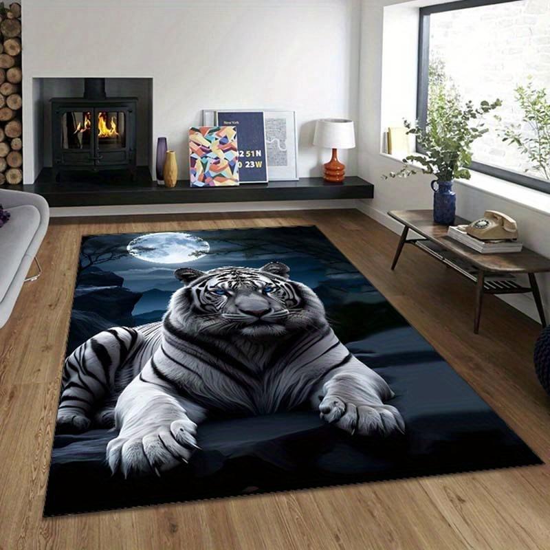 Luxuriöser Samt-Nachttiger-Teppich für Schlafzimmer und Wohnzimmer, Heimdekoration, rutschfeste Matte für das Bett