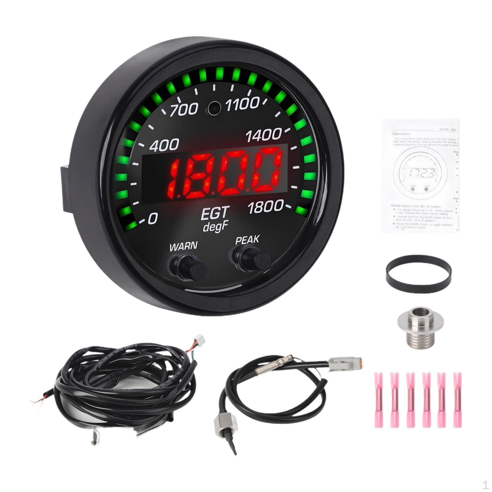 

Датчик температуры выхлопных газов EGT Легкая установка Черный циферблат Универсальный Водонепроницаемый