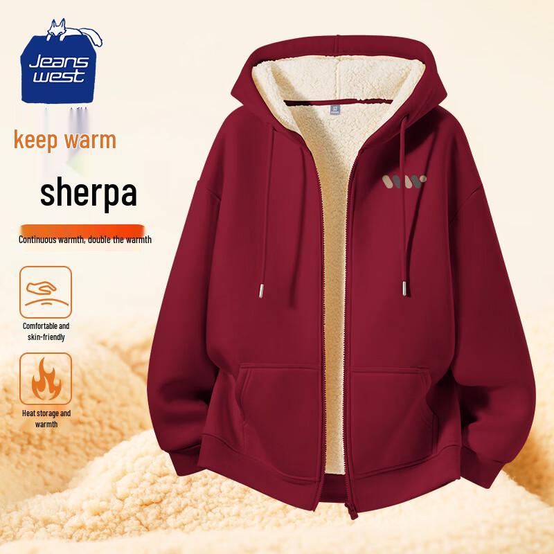 JEANSWEST CLUB Men's Fleece-Lined Zip-Up Hoodie