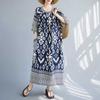 Summer New Temperament V-neck Mid-length Dress Retro Printing Loose Dresses