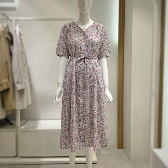 V-Neck Flower Print Long Dress VB7OP60